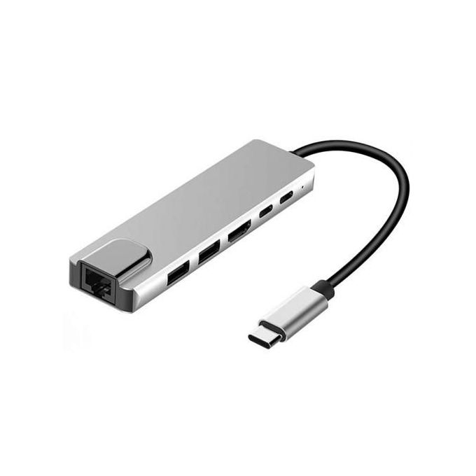 Type C 6 in 1 USB C Hub 4K HDMI RJ45 Adapter USB 3.0