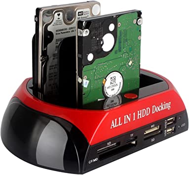 All In 1 HDD Docking Station Double 2.5 3.5 IDE SATA Boîte DISQUE DUR Externe USB2.0 Hubs Lecteur de Carte Externe du Boîtie